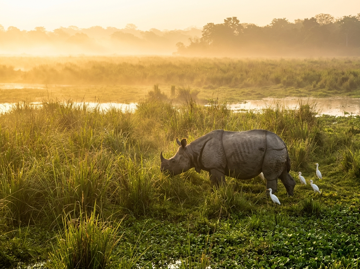 One Horned Rhino Kaziranga National Park Assam Summer | Wizzride